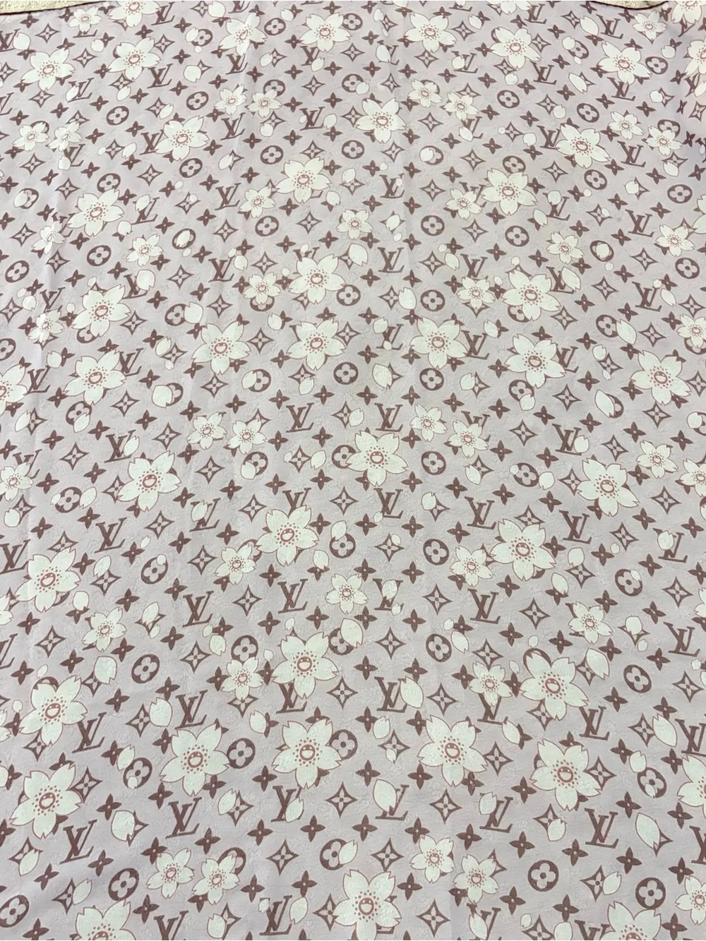 Louis Vuitton floral Silk Scarf 35x35 gray Floral Monogram Lightweight